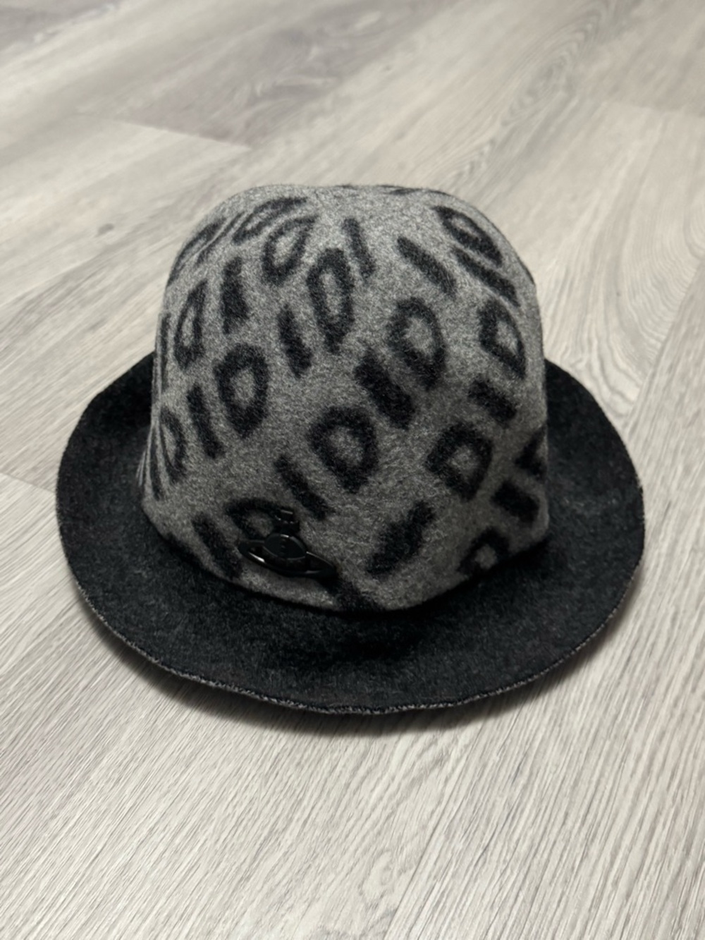 Vivienne Westwood Grey and Black Patterned Fedora Hat